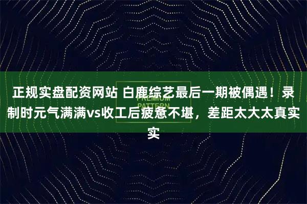 正规实盘配资网站 白鹿综艺最后一期被偶遇！录制时元气满满vs收工后疲惫不堪，差距太大太真实